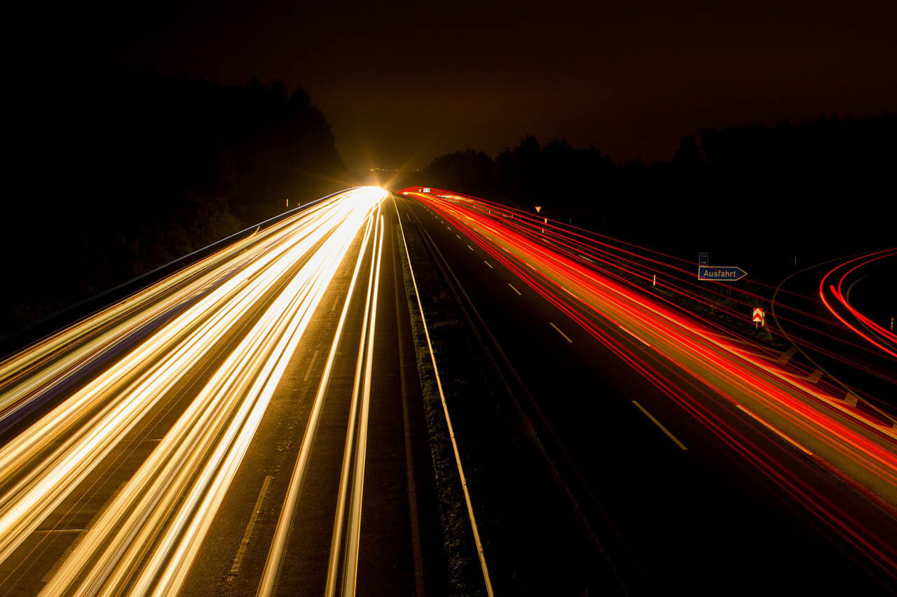 car tracking road lights