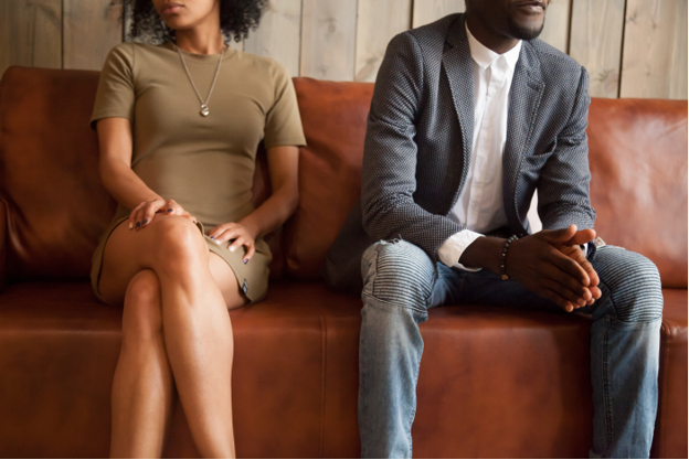 Unhappy Couple on Couch